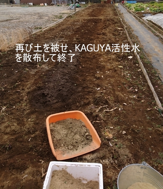 再び土を被せて土壌改良の作業終了